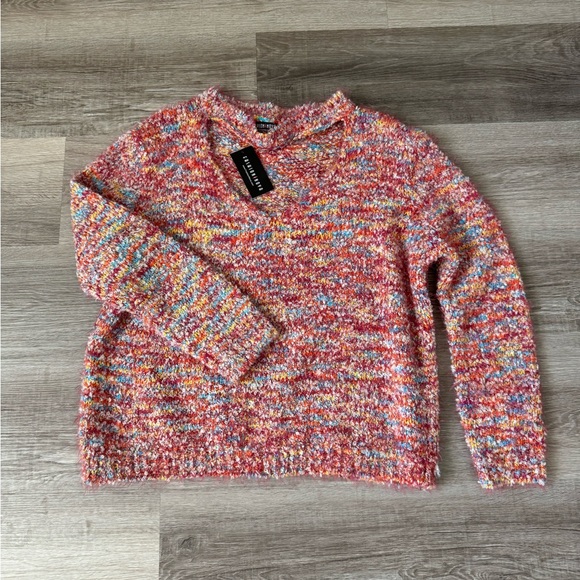 NWT Fashion Nova Lucia eyelash key hole sweater multicolor Large L - Picture 1 of 7